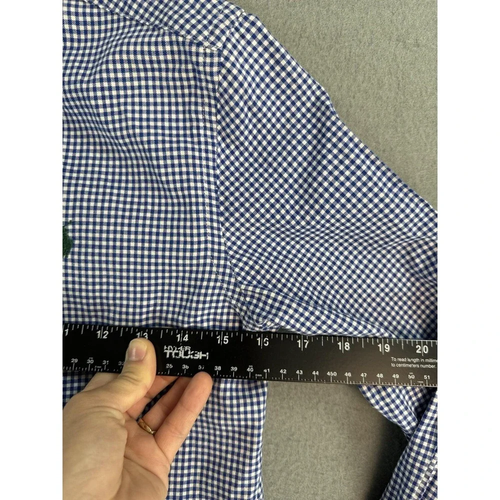 Ralph Lauren Shirt Boys L 14-16 Blue Gingham Long Sleeve Button Down Cotton